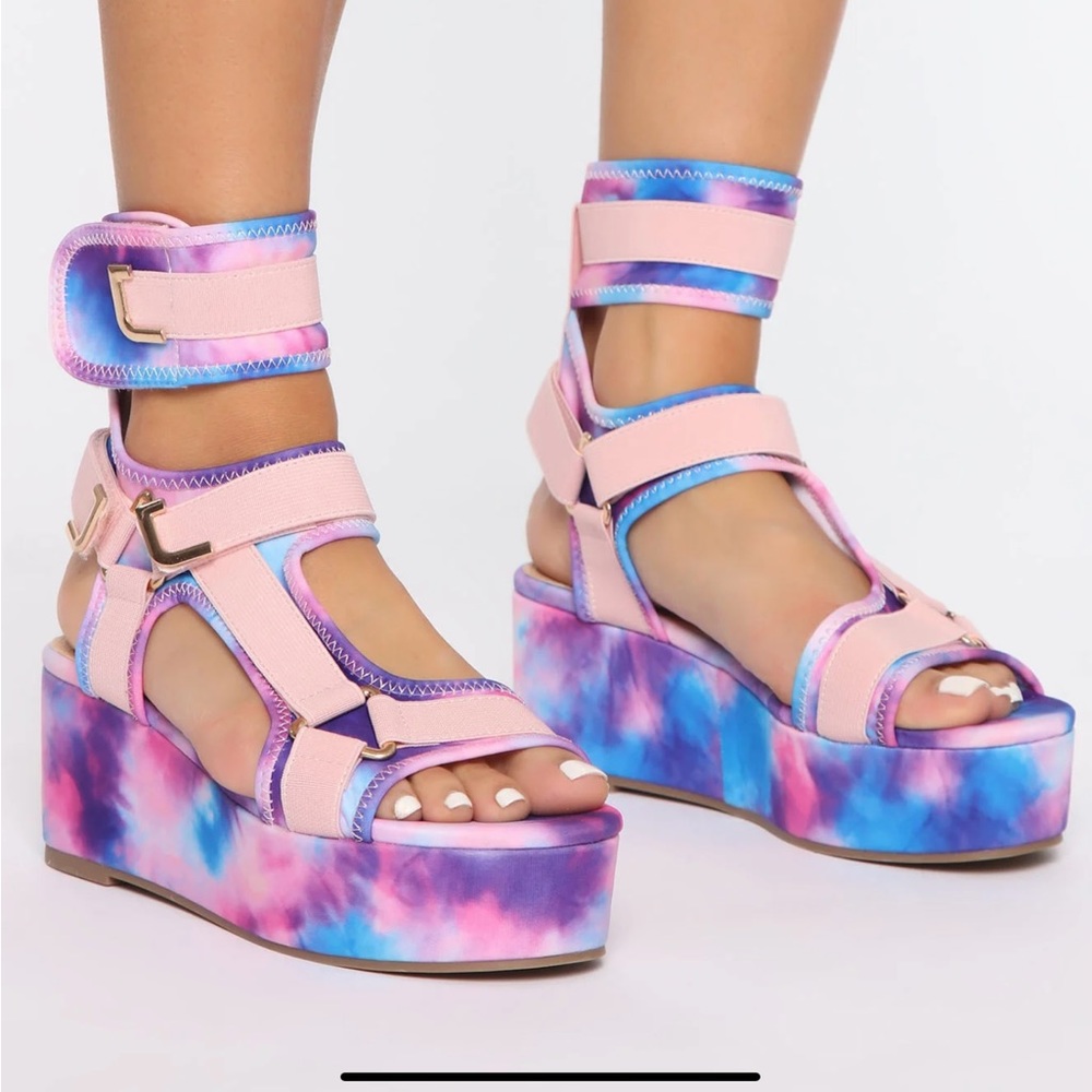 Platform Sandals- Pink/ Combo